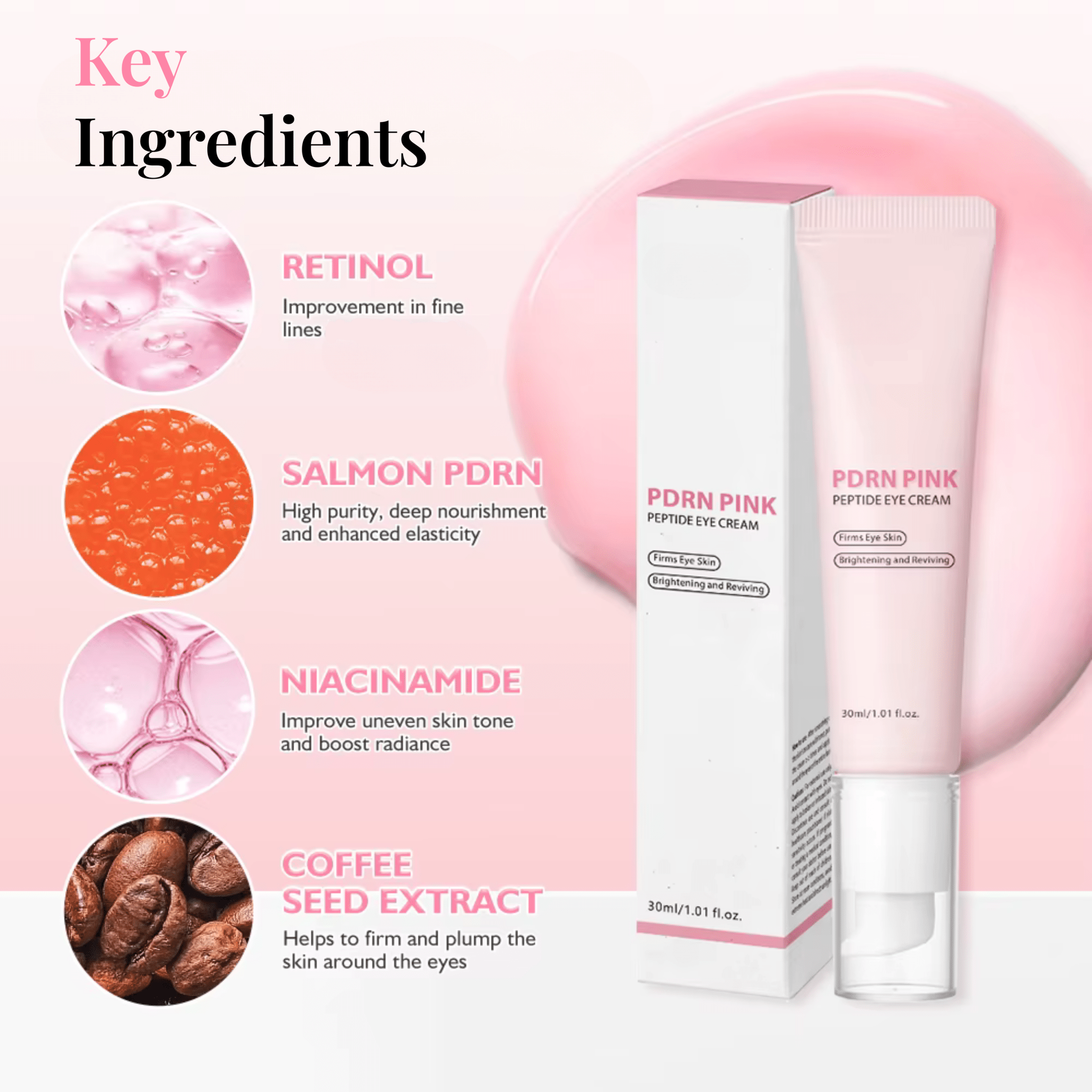 Light Activating PDRN Pink Peptide Eye Cream - GloSculpt Skin